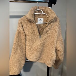 Hollister Tan cropped Sherpa Jacket